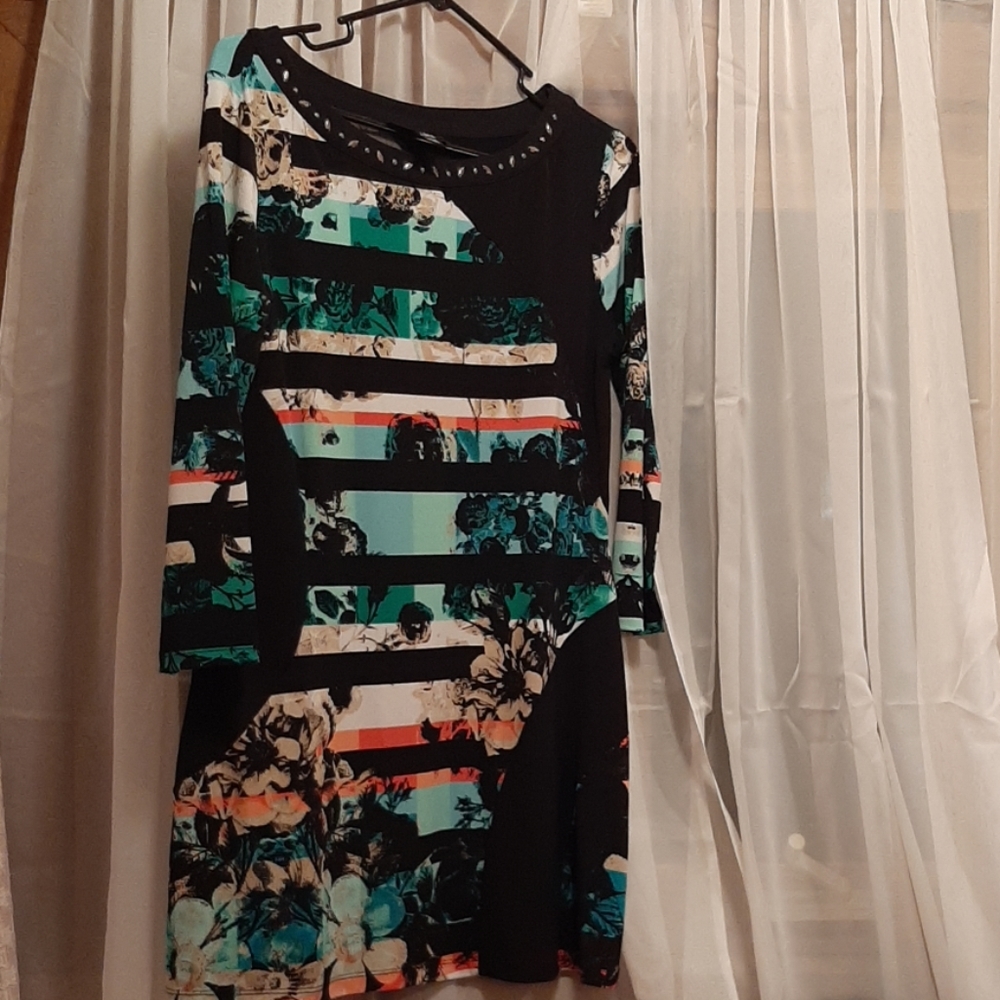 Style & Co Long Sleeve Colorful Stripe Midi Dress Spring Easter